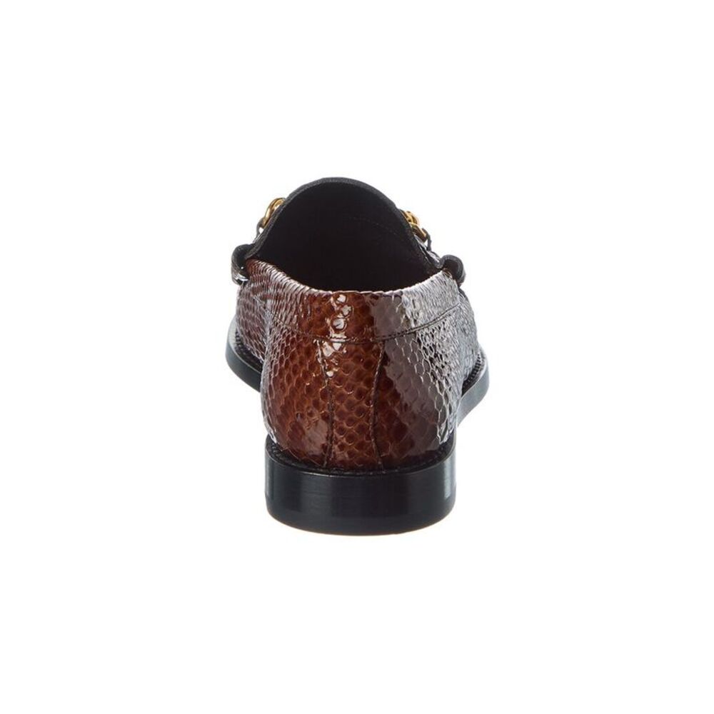 Celine Loco Triomphe Python-Embossed Patent Loafer, Brown - Picture 3 of 5